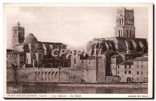 Cartes postales Pont Saint Esprit les eglises Le quai