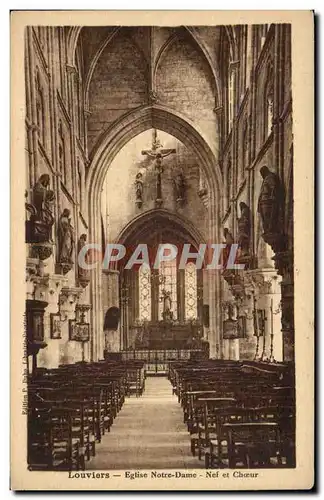 Cartes postales Louviers L'eglise Notre Dame Nef et choeur