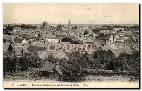 Cartes postales Dreux Vue panoramique prise des Coteaux de Billy