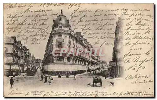 Cartes postales Orleans Perspective des rues Bannier et de la Republique