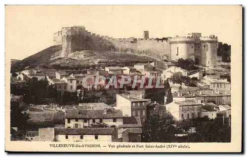 Cartes postales Villeneuve les Avignon Vue generale et fort Saint Andre (14eme)