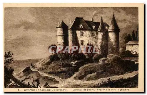 Cartes postales Environs de Bergerac Chateau de Barnes d'apres une vieille gravure