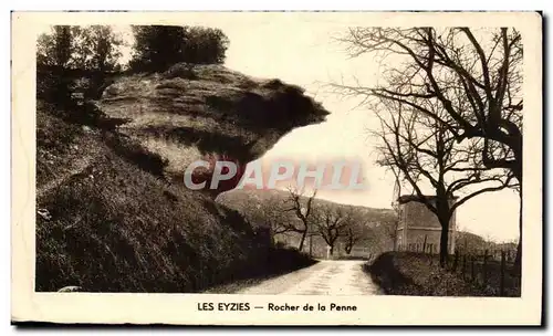 Cartes postales Les Eyzies Capitale prehistorique Rocher de la Penne (au dos Dalenienne Mammouth)