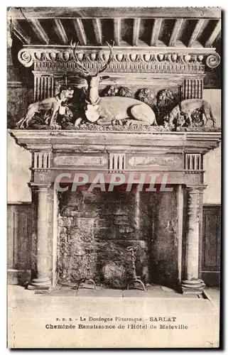 Cartes postales Sarlat Cheminee Renaissance de l'hotel de Maleville Cerf Chiens