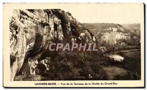 Cartes postales Laugerie Basse Vue de la terrasse de la grotte du grand roc