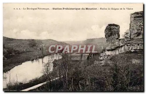 Cartes postales Station prehistorique du Moustier Rocher de Raignac et la Vezere