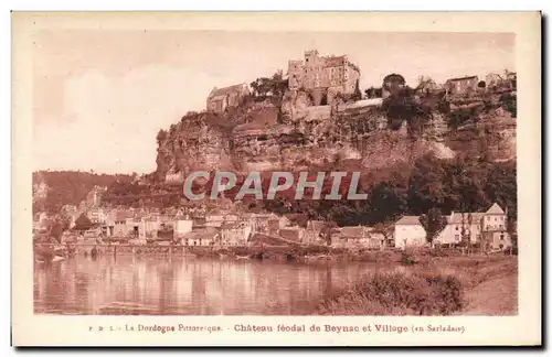 Cartes postales Chateau feodal de Beynac et village