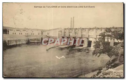 Cartes postales Dordogne Barrage de Tuilieres et usine electrique