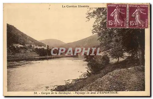 Cartes postales Dordogne Gorges de la Dordogne Paysage en aval d&#39Espontour