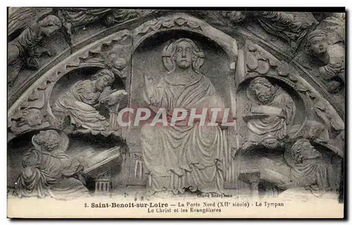 Ansichtskarte AK Saint Benoit sur Loire La porte Nord Le tympan Le Christ et les Evangelistes