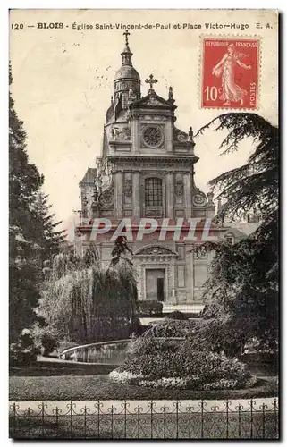 Cartes postales Blois Church Saint Vincent of Paul and Place Victor Hugo