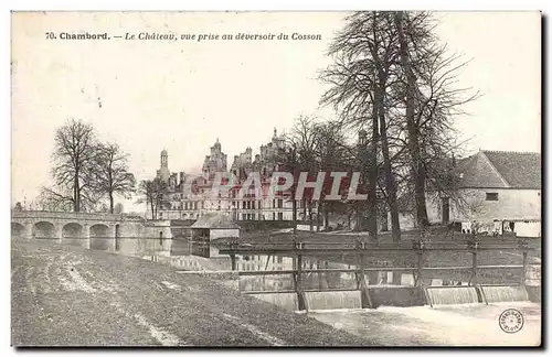 Cartes postales Chambord Le chateau vue prise au deversoir du Cosson