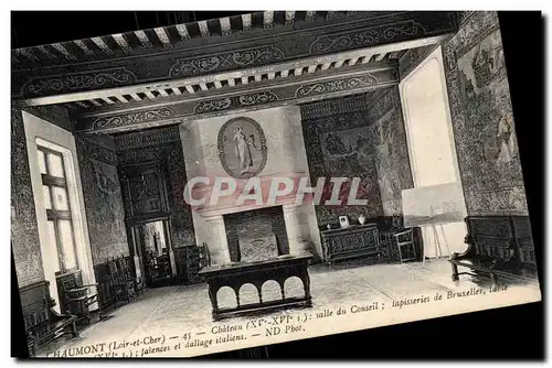 Cartes postales Chaumont sur Loire Le chateau Salle du conseil Tapisseries de Bruxelles table et bahut faiences