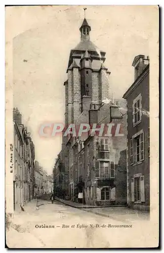 Cartes postales Orleans Rue et eglise Nd de Recouvrance