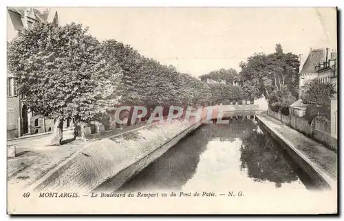 Cartes postales Montargis Le boulevard du rempart vu du pont de Patis