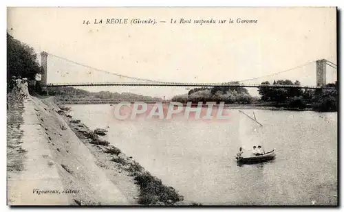 Cartes postales La Reole Le pont suspendu sur la Garonne