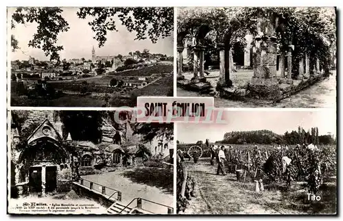 Cartes postales moderne Saint Emilion Vue generale Clos des Cordeliers Eglise Monolithe Vendanges