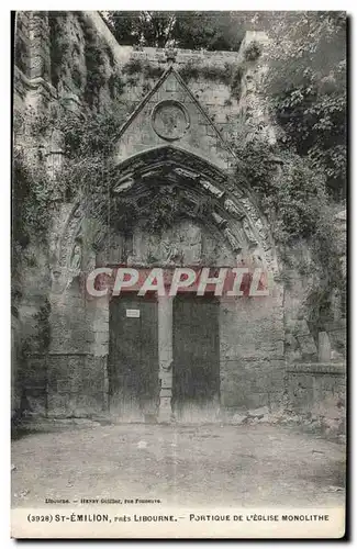 Cartes postales Saint Emilion pres Libourne Portique de l'eglise monolithe