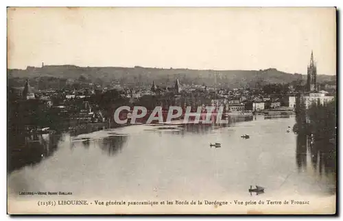 Cartes postales Libourne Vue generale panoramique et les bords de la Dordogne Vue prise du Tertre de Fronsac