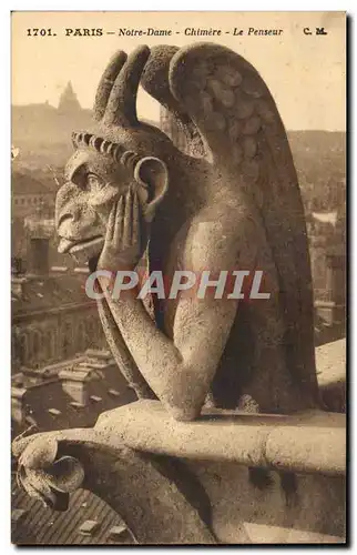 Ansichtskarte AK Paris Eglise Notre Dame Chimere Le penseur