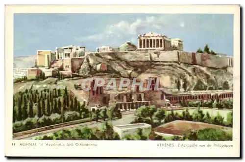 Ansichtskarte AK Grece Greece Athenes L&#39Acropole vue de Philopappe