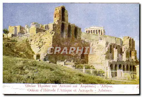 Cartes postales Grece Greece Athenes Odeon d'Herode l'attique et Acropole