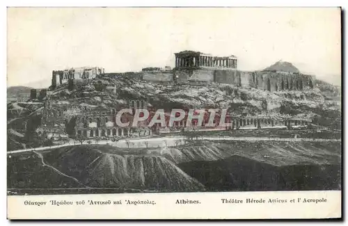 Cartes postales Grece Greece Athenes Theatre Herode Atticus et l'acropole