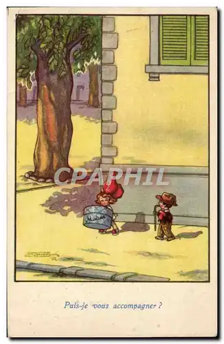 Cartes postales Humour Illustrateur Puis je vous accompagner ? enfants