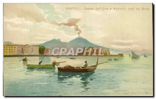Italia - Italie - Italy - Naples - Napoli - Castel dell&#39 Ovo e Vesuvio - Ansichtskarte AK