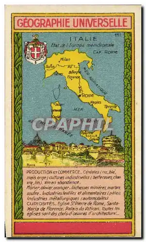 Italie - Italy - Italia - Geographie Universelle -