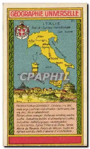 Italia - Italie - Italie - Geographie Universelle - Ansichtskarte AK