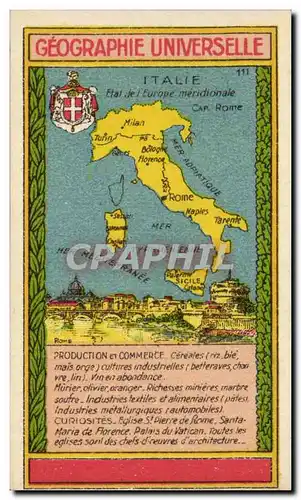 Italia - Italie - Italie - Geographie Universelle - Cartes postales