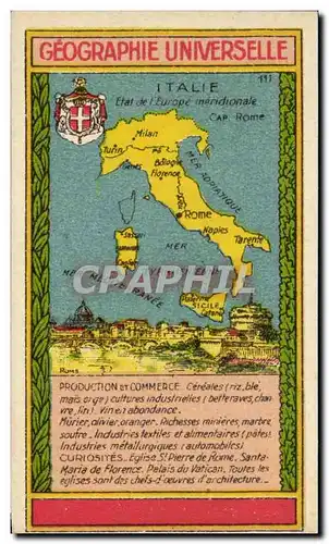 Italia - Italie - Italie - Geographie Universelle - Ansichtskarte AK