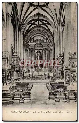 Cartes postales Espagne Spain Espana Fuenterrabia Interior de la Iglesia