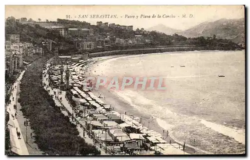 Cartes postales Espagne Spain Espana San Sebastian Paseo y Playa de la Concha