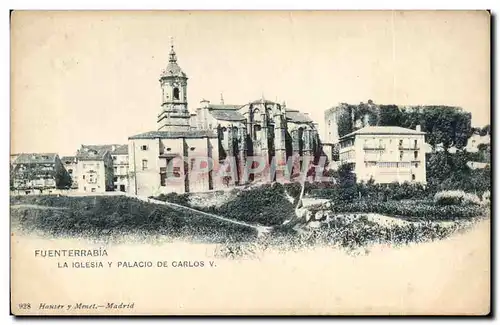 Cartes postales Espagne Spain Espana Fuenterrabia La iglesia y Palacio de Carlos V