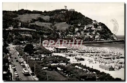 Cartes postales Espagne Spain Espana San Sebastian Playa de Ondarreta y Monte Igueldo