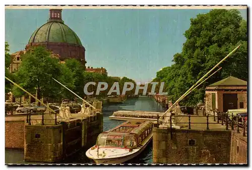 Cartes postales Pays Bas Haarlemmersluis met Litherse kerk Haarlem