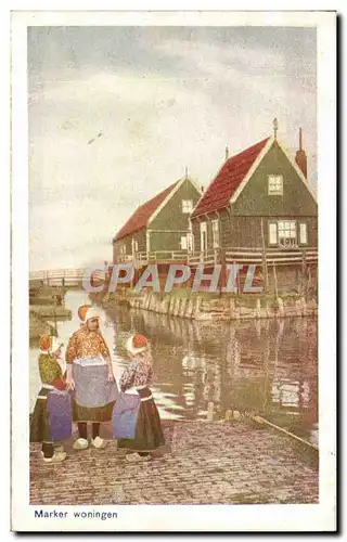 Cartes postales Pays Bas Market woningen Folklore Costume