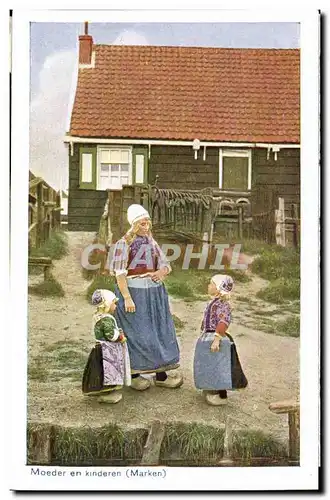 Ansichtskarte AK Pays Bas Moeder en kinderen Marken Folklore Costume