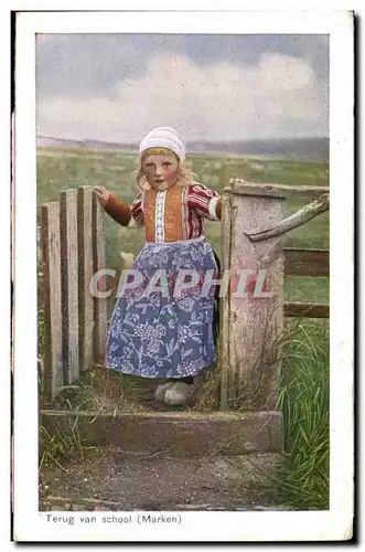 Cartes postales Pays Bas Terug van school Marken Folklore Costume