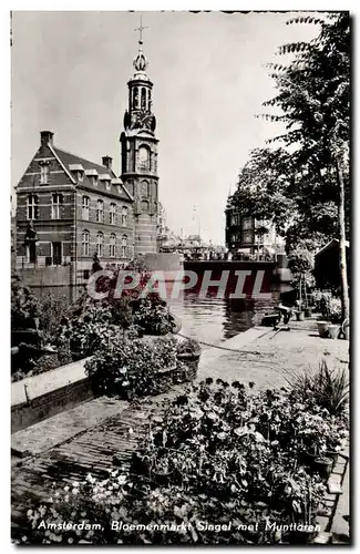 Cartes postales Pays Bas Amsterdam Singel met Munttoren en bloemenmarkt