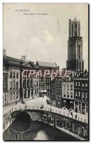 Cartes postales Pays Bas Utrecht Oude gracht met stadhuis