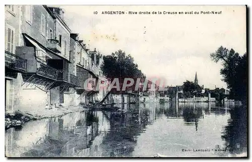 Cartes postales Argenton sur Creuse Rive droite de la Creuse en aval du pont neuf
