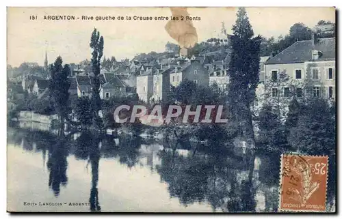 Cartes postales Argenton sur Creuse Rive gauche de la Creuse entre les deux ponts