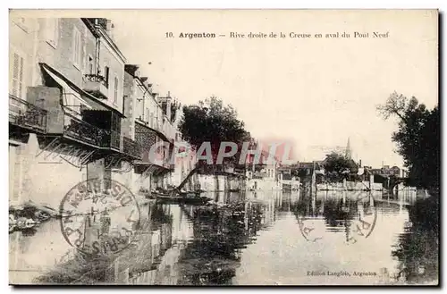 Cartes postales Argenton sur Creuse Rive droite de la Creuse en aval du Pont neuf