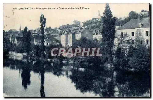 Cartes postales Argenton sur Creuse Rive gauche de la Creuse entre les 2 ponts