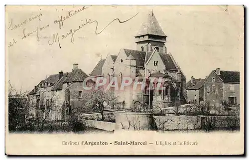 Cartes postales Environs d&#39Argenton sur Creuse Saint Marcel L&#39eglise et le prieure