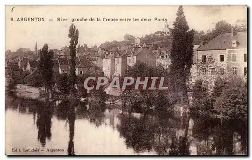 Cartes postales Argenton Rive gauche de la Creuse entre les deux ponts