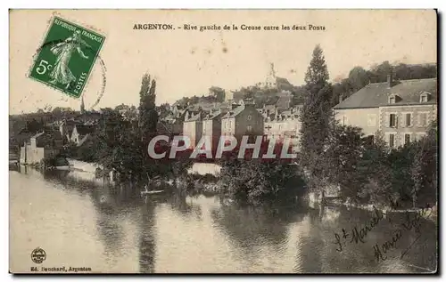 Cartes postales Argenton sur Creuse Rive gauche de la Creuse entre les deux ponts